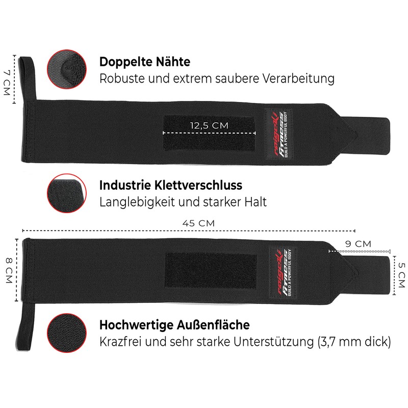 Wrist Wraps [Set of 2] Strong Hold 45 cm Length