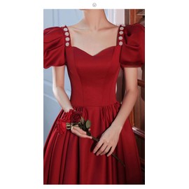 SJTLYYCOS Women Victorian Style Ball Gown Plus Size Satin Gothic Rococo Gown Dress Red