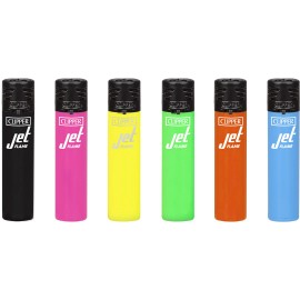 CLIPPER CKJ11 Jet Flame Refillable Lighters Solid Fluo BW Series  Assorted Color