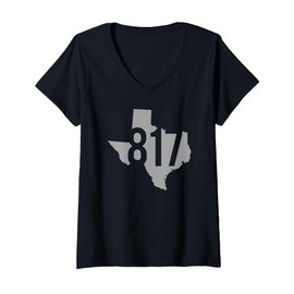 Womens 817 Area Code, Fort Worth, Arlington, Grapevine, Texas V-Neck T-Shirt