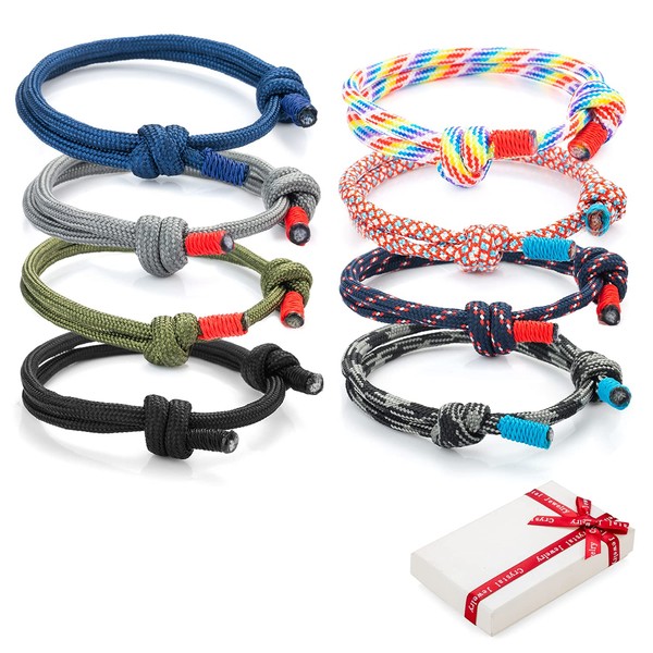 Pack of 8 Cool Braided Bracelets Set for Men Women