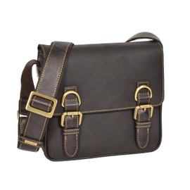 Genuine Leather Shoulder Cross Body Satchel Style Work Travel Bag HOL12 Brown