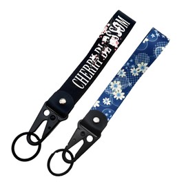 Generisch JDM Pack of 2 Braided Keychains, Universal Metal Key Chain Bracelet for Men and Women, Lanyards Wristlet Lanyard for Cars, Motorcycles and Home, Black+blue