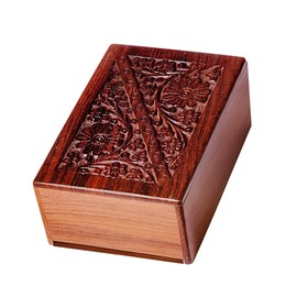 EARTHLY HOME Wooden Urn for Human Ashes, Cremation Funeral Urn, Hand Carving Decorative Urns for Pet Memorial & Adult, Keepsake Burial Ash Box (X-Small)