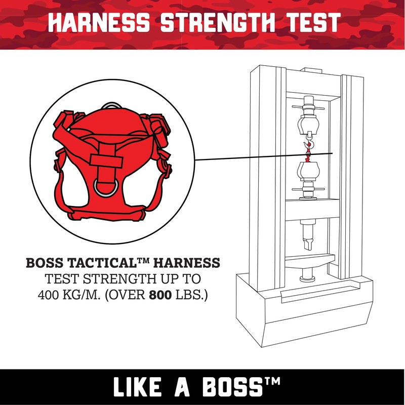 Boss Dog Tactical Harness, Red, Medium