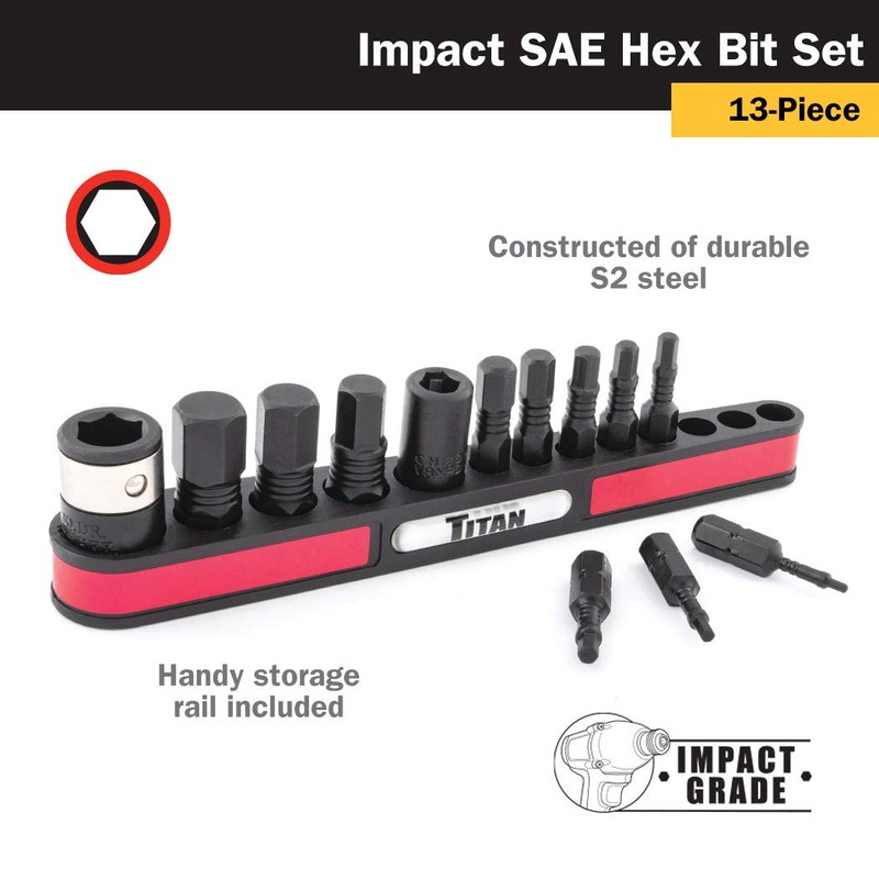 Titan - 13Pc Sae Impact Hex Bit Set (16037)