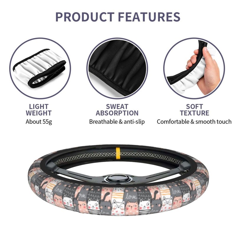 Cat Steering Wheel Cover Auto Steering Wheel Protector 15 inch