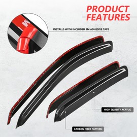 DNA MOTORING Set of 4 Tape-On Carbon Fiber Pattern Styling Window Visor Deflector Rain/Sun Guard Compatible with Dodge Durango 2004-2009, WVS-029-CF
