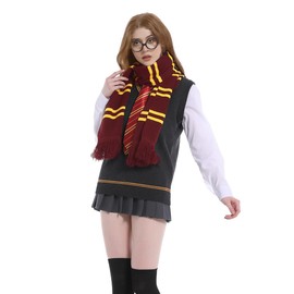 Guturris Knit Neck Scarf Magic College Styles Striped Winter Neckerchief Movie Character Cosplay Costume Accessory Red