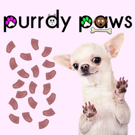 Purrdy Paws 100 Pack Soft Nail Caps for Dog Claws Pink Glitter Small