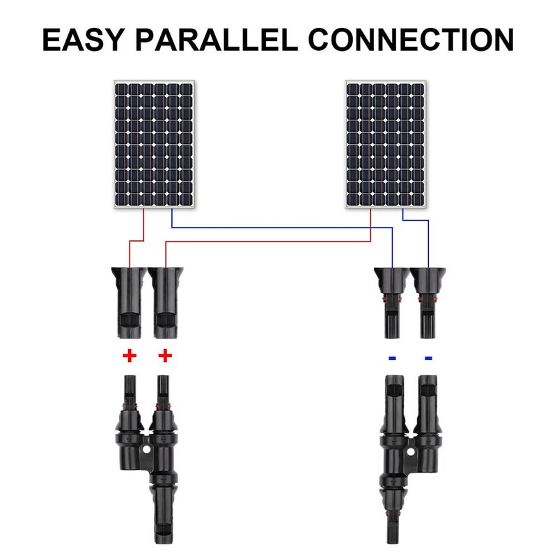 URAQT Solar Panel Connector, 1 Pair 2 to 1 T
