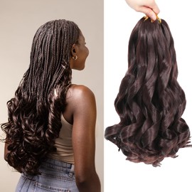 XGY Hair French Curly Braiding Hair 18 Inch 5 Packs French Curl Braids Pre Stretched Bouncy Braiding Loose Wavy Braid Hair Synthetic Hair Extensions For Women (4#, 18inch)