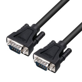 DTECH DB9 to DB9 RS232 Serial Cable Male to Male Zero Modem Cable Cross TX RX Line for Data Communication (1.5m, Black)