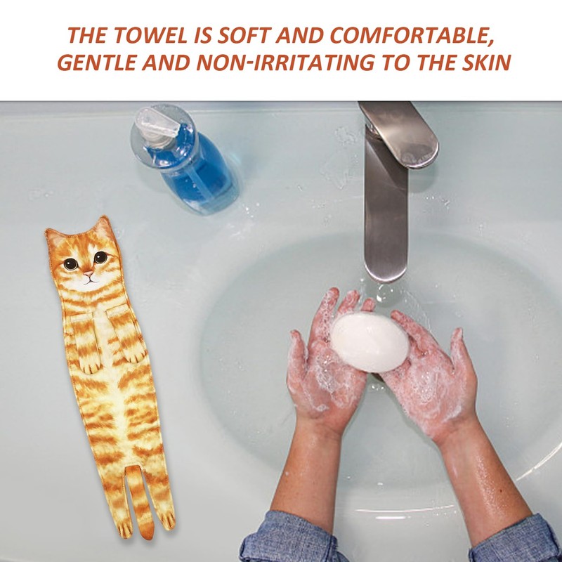 NyxSeat 1 Piece Cute Cat Towel for Bathroom, Absorbent Towel