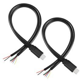MEIRIYFA USB Type-C PD Pigtail Power Cable Quick Charge Bare Wire Data Vedio Audio Extension Cable, USB C 8 Cores Open End 5A CC1 CC2 SUB1 SBU2/ A8 B8 Data Power Supply Cord 2Pack for DIY -30CM