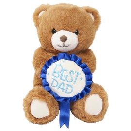 Eurowrap Best Dad Teddy Bear with Blue Rosette – Soft Brown Plush Toy for Father’s Day, Dad’s Birthday or Gift Hamper for Dads from Kids or Adults