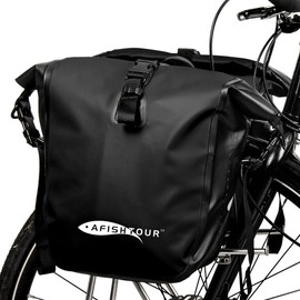 AFISHTOUR Waterproof Bike Pannier -15L Saddle Bag for Bicycle Rear Rack - Bike Bag for Grocery, Laptop (Black, 1 PCS)