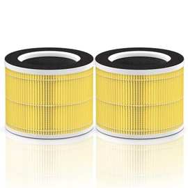 HSIAMEN RP-AP088-F1 Compatible with RENPHO Air Purifier Replacement Filter RP-AP088W RP-AP088 RP-AP088B, 5-Stage H13 True HEPA Filters w/Activated Carbon Filtration for Pet Allergy, Yellow 2-Pack