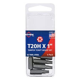 T20H x 1" Tamper Torx Insert Bit, 5 Pack
