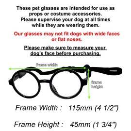 C17 Dog Pet Costume Set Retro Sunglasses Glasses + Fedora Hat Adjustable for Medium Breeds Approximately 18-40 lbs Party Prop Cosplay Photoshoot (Round Black-Clear Lens + Black Fedora Hat)