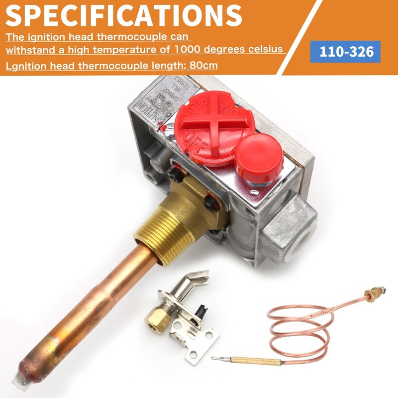 110-326 Gas Water Heater Control Valve w/Copper Probe Thermostat -