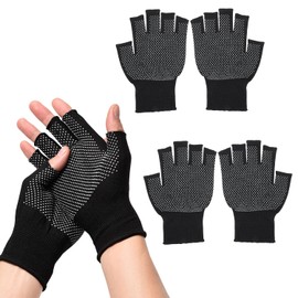 HX YUEGOUHUI Fingerless Work Gloves, 2Pcs Fingerless Gloves Anti-Slip Half Finger Glove for Outdoor Sports Climbing Biking Gym Training Workout Weight Lifting