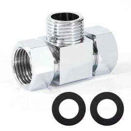 T Piece 1/2 Inch, 3-Way Brass Shut-off Valve Distributor for Corner Valves, Diverter Shower Hose Adapter, Polished Brass Chrome-Plated for Toilets Bathroom Kitchen Sink Bidet