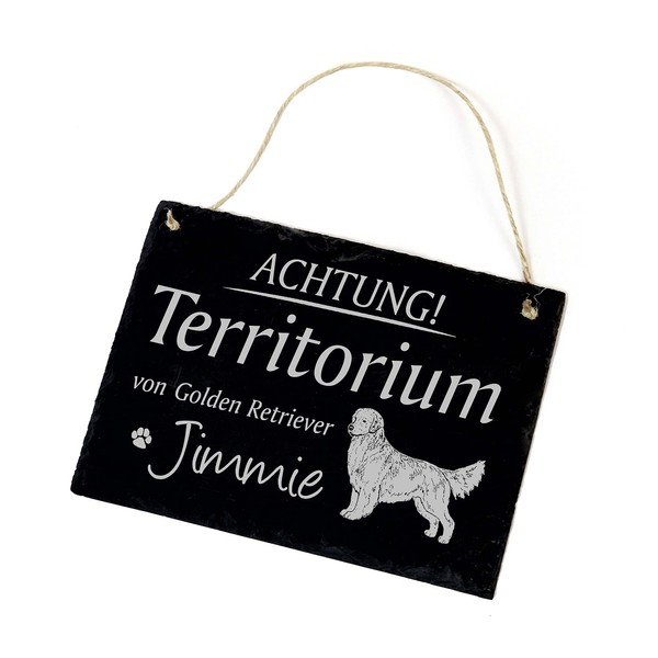 Golden Retriever Sign, Customisable Engraved - Achtung ! Territory of