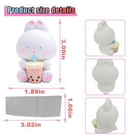 Car Dashboard Rabbit Ornament, Resin Auto Center Console Decor, Room Decorative Desktop Decoration, Car Interior Decor Ornament Accessories for Women Funny Presents (Milk Tea Rabbit)