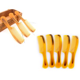 LBY 5-Pack 16 cm(6.3'') Hair Combs, Round Handle Comb Hair Care Comb,Round Comb,Care Handgrip Comb-Best Styling Comb for Long Hair,Plastic Yellow