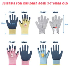 TYXHXTF 4 Pairs Kids Gardening Gloves For Age 3-5,Cut Resistant Gloves,Kids Garden Gloves For Unisex,Children's Gardening Gloves,Children Working Garden Gloves Toddler Gardening Gloves Work Gloves