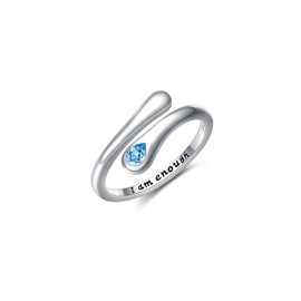 Seiyang I am enough Rings Sterling Silver, Adajustable Open Rings, I am enough Jewellery Gifts for Women Girls