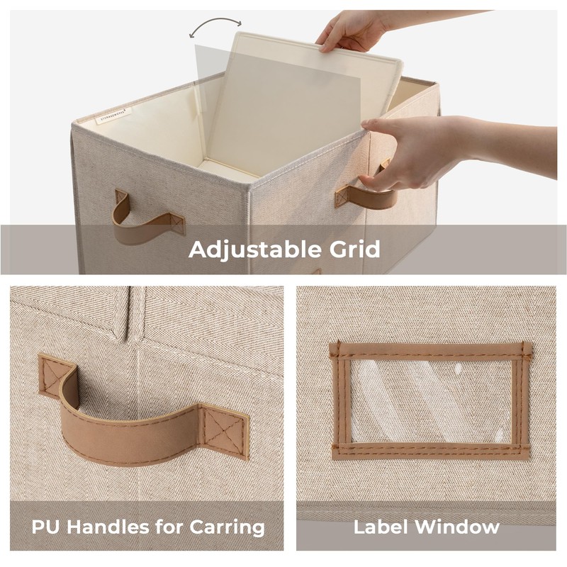 StorageWorks Large Clothes Storage Bins, Fabric Boxes with Divider Board,