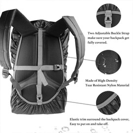 Waterproof Backpack Rain Cover (15-80L) Upgraded Triple Waterproofing with Adjustable Anti Slip Buckle Strap andWear-Resisting and Durable for Outdoor,Hiking,Camping, Traveling,Cycling (M (30-40L))