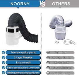 NOORNY 【Upgraded】 3 in 1 Indoor Dryer Vent Kit Lint Trap for Electric Clothes Dryers - with 4-Inch by 5-Feet Double Layer Black Proflex Duct