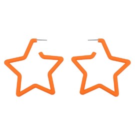 80 90s Colorful Big Acrylic Star Hoop Earrings Neon Geometric Party Accessories for Women Fluorescence Statement Jewelry-Orange