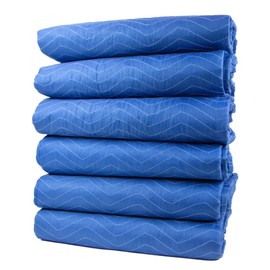 Mytee Products 6 Pack 72" x 80" (85 lb/dz Weight) Heavy Duty Moving Blankets - Blue Woven Polyester Furniture Moving Pads for Protection in Moving or Storage