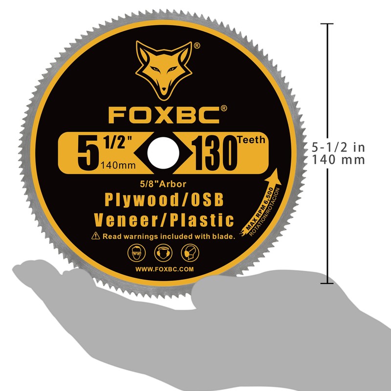 FOXBC 5-1/2-Inch 130 Tooth Plywood, Veneer, OSB, Plastic Cutting Circular