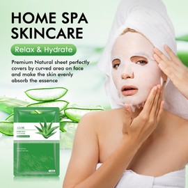 Aloe Vera Face Sheet Mask Skincare, Hydrating Sheet Masks for Face, Facial Mask for All Skin Types - Hydrates & Moisturizes Skin, Daily Facial Sheet Mask for Women, Pack of 10