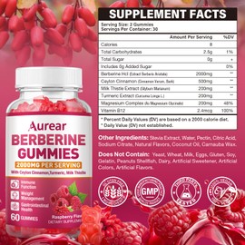 2000mg Berberine Gummies with Ceylon Cinnamon, 60 Count