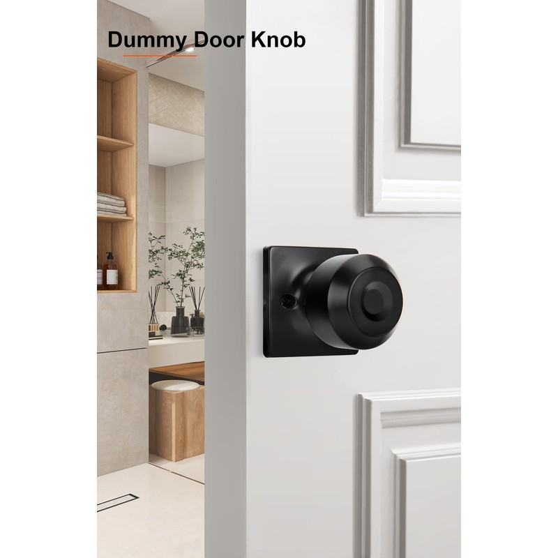 Haidms 2 Pack Black Closet Door Knobs Dummy Door Knob,