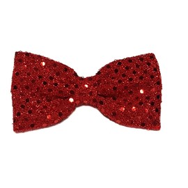Mini Satin Hair Bow (Alligator Clip, Red Sequins)