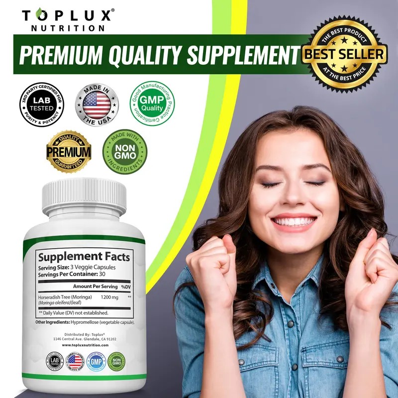 Moringa Capsules 1200mg – Pure Moringa Powder for Immune &
