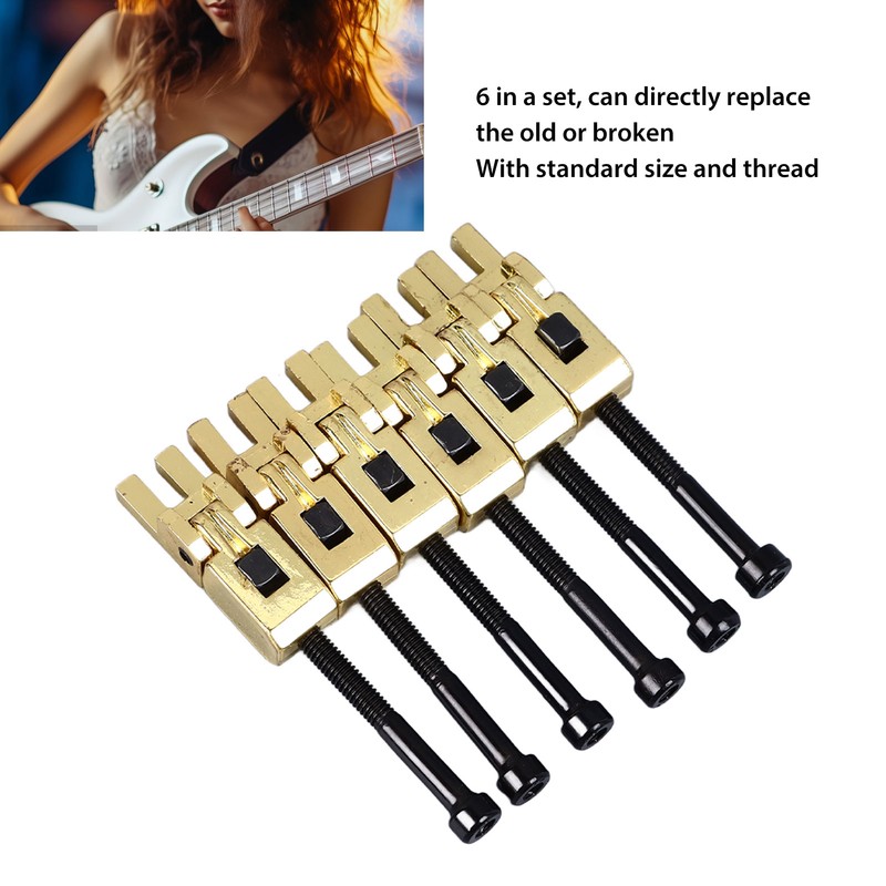 6Pcs Electric Guitar Bridge Saddle Double Locking Tremolo Metal Roller