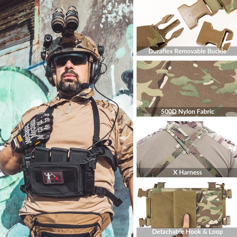 VOTAGOO Tactical Chest Rig with Triple 5.56/7.62 Mag Pouch, X-Harness