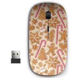 KAWAMOUSE 2.4G Ergonomic Portable USB Wireless Mouse for PC, Laptop, Computer, Notebook with Nano Receiver (Winters Gingerbread Cookies)