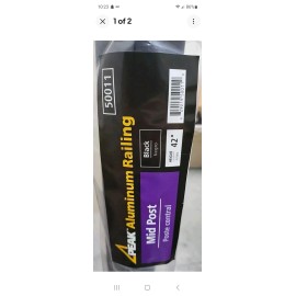 Peak Aluminum Railing 42"x 2" Mid Post /Black /Model 50011/ New In Box