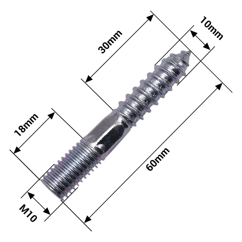 SKIR'CO (15 pcs) Hanger Bolts M10 x 60 mm, Double