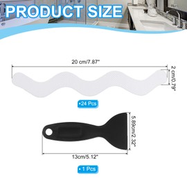 PATIKIL Badewanne Anti-Rutsch Aufkleber 20x2 cm, 24er Pack S-Form Sicherheits Dusche Grund Anti-Rutsch Aufkleber mit Klebepunkten Schaber für Badewanne Dusche Grund Treppe, Transparent