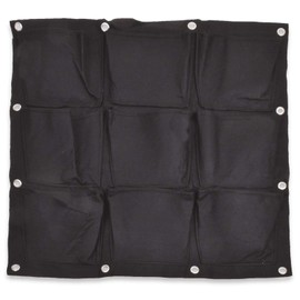 9 Pocket Vertical Wall Planter – Indoor Outdoor Durable Black Hanging Flower Herb Veg Holder for Walls & Fences – Home Office Garden Patio Decoration, Measures 70 x 70cm